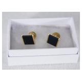 Pair John Atencio -14 kt gold & jet cuff links