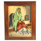S. Lemans Mexican Woman Oil on Canvas