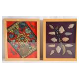 2 Shadow boxes of arrowheads & beads