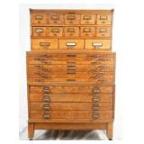 Antique American Oak Printers File Cabinet