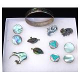 Sterling earrings w - Abalone, mother of pearl +++