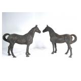 2  Antique Cast iron horses bookends