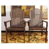 Pair Kingsley Bate outdoor teak Adirondack chairs