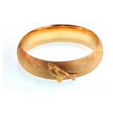 14kt brushed gold Bangle bracelet w Dolphin