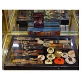 11 Belt buckles, watch bands, rodeo buttons