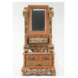 Chinese antique highly carved dresser top mirror