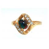 Cabochon star Opal w 8 diamonds