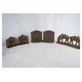 3 Pair of cast iron bookends - Western