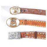 Three Sterling silver rodeo buckles and belts