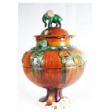 Majolica Vase with Elephant