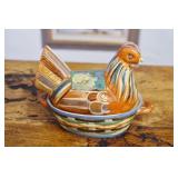 Vintage Mexican Tlaquepaque pottery "hen on nest"
