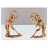 Pr 14kt  figural earrings - golfer boys
