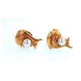 14kt Gold Dolphin earrings with pearls