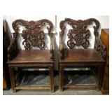 Two Chinese Antique Carved  Arm Chairs