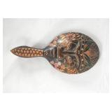 Wood frame mirror w carved face