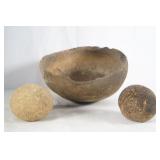 Ancient Native Round metate with 2 round mano