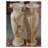 Two Polished Brazilian Onyx banded 39" urns