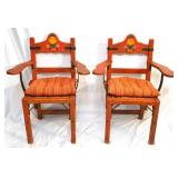 Two Red California Monterey Arm Chairs