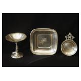 Antique Sterling Bowl, Compote and Wine Taster