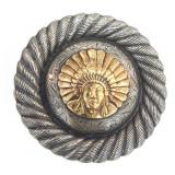 Edward Bohlin Sterling & Gold Belt Buckle Red Wolf