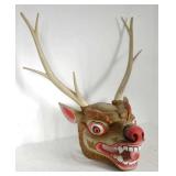 Bhutanese Polychrome Carved Wood Deer Dance (Cham)