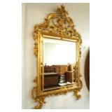 French highly carved Gilded beveled mirror