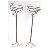 Pair of Wrought Iron Spiral Standing Candelabras