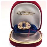 14kt gold Etruscan style ruby, diam. & cobuchon