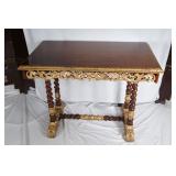 Rope Twist antique table w gold leaf