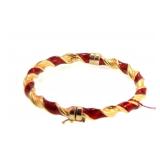 14kt  Red enameled gold bracelet - 8.5 gms