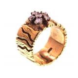 14kt Gold band ring w .38 ct diamonds