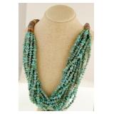 Kewa Multi strand turquoise & hishi necklace