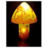 Large Galle' style Acid Etched Parrot  lamp