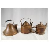 Collection of Antique Copper Tea Pots & Kettles