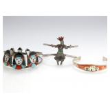3 Zuni Multi-Stone Inlay Sterling Cuff Bracelets