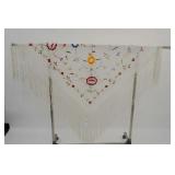 Silk Beige embroidered shawl/ piano scarf