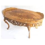 French style marquetry inlaid coffee table