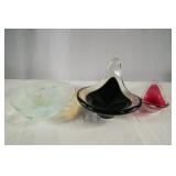 Lot of 3 Mid-Century Art Glass Bowls & Dishes