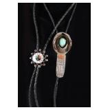 2 Bolos - 1 Zuni, 1 Navajo w turquoise & coral