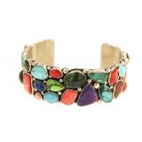 Navajo Sterling Multi-Stone Mosaic Cuff