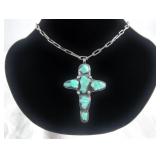 Navajo Sterling Royston Turquoise Cross Necklace