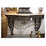 Wrought iron marble top Spanish console