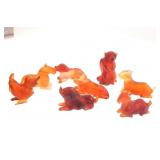 8 Amber  miniature animals