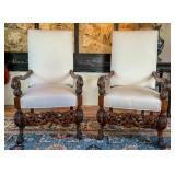 Pair Italian Renaissance Revival Arm Chairs
