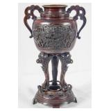 Meiji Bronze Koro Incense Vessel Shishi Relief