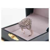 14k White Gold 2.5ctw Diamond Cluster Ring