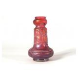 Antique Bohemian Glass Art Nouveau Spider Web Vase