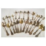 Collection of 25 sterling silver souvenir spoons,