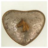 Pair of Engraved Sterling Western Belt Buckles