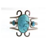 Navajo Jerry Begay Sterling Turquoise Bracelet